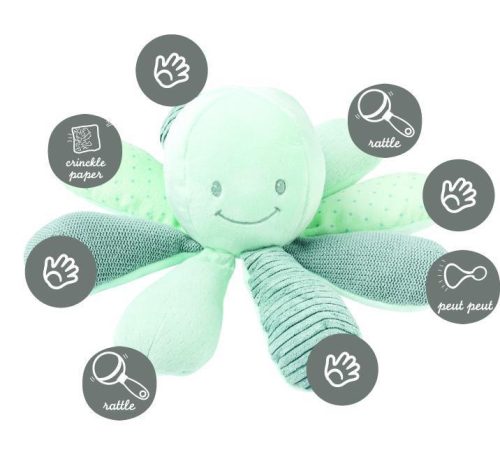 Nattou foglalkoztató játék plüss Lapidou Octopus Zöld