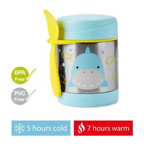 SKIP HOP Zoo Étel termosz kanállal/villával Cápa 325 ml, 3r+