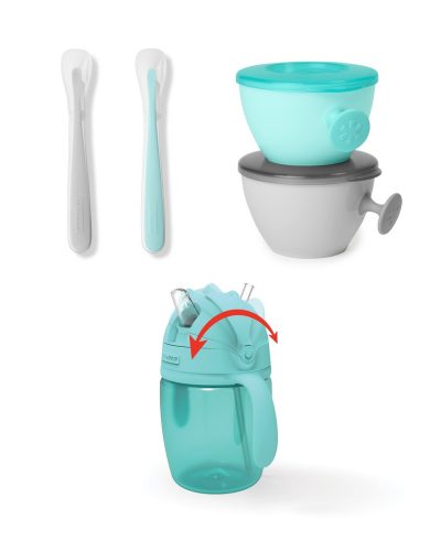 SKIP HOP Easy-Feed étkezési készlet Teal/Grey 6m+