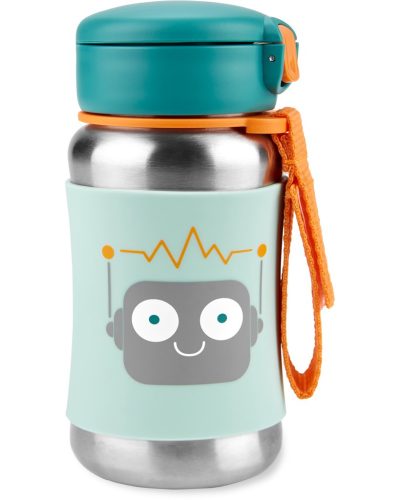 SKIP HOP Spark Style flakon rozsdamentes acélból készült vizes szívószállal Robot 12m+