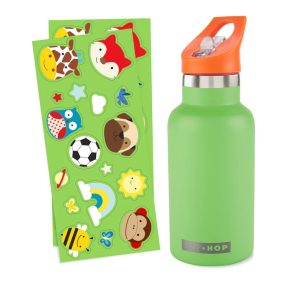   SKIP HOP üveg matricákkal,  rozsdamentes acél zöld 380 ml, 4 év+
