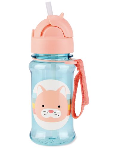SKIP HOP Zoo Tritán Szívószálas Palack 355ml Cica 12hó+