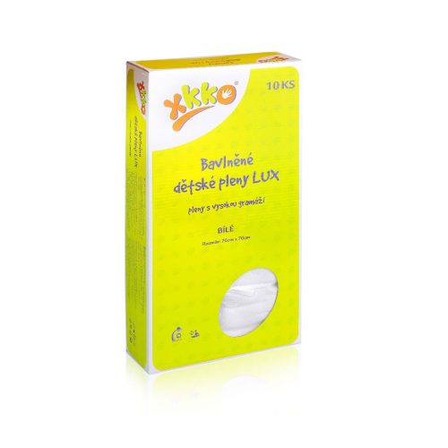 KIKKO Lux 70x70 pamut pelenkák (10 db) - fehér