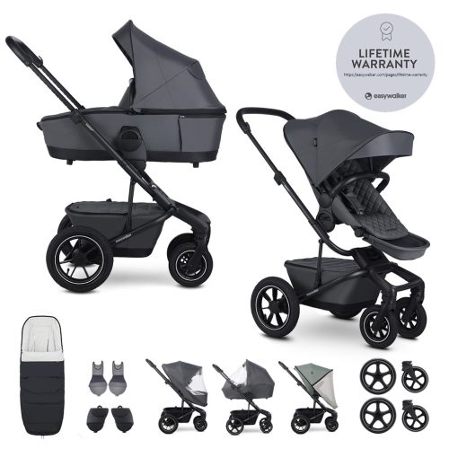 EASYWALKER Szett XXL kombinált babakocsi Harvey5 Air Premium Mineral Grey kiegészítőkkel