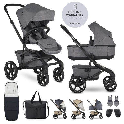 EASYWALKER Szett XXL kombinált babakocsi Jimmey Iris Grey kiegészítőkkel