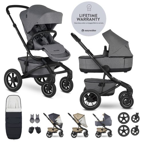 EASYWALKER Szett XXL kombinált babakocsi Jimmey Air Iris Grey kiegészítőkkel