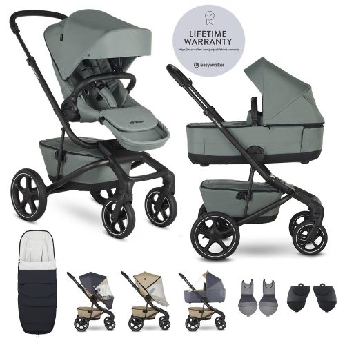 EASYWALKER Szett XXL kombinált babakocsi Jimmey Thyme Green kiegészítőkkel