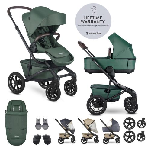EASYWALKER Szett XXL kombinált babakocsi Jimmey Air Pine Green kiegészítőkkel