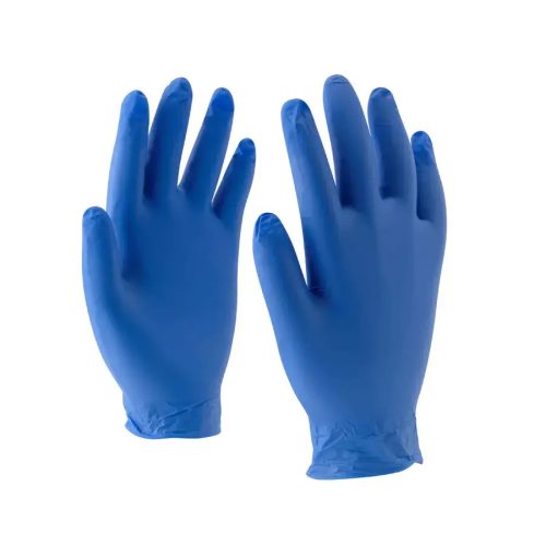 Egyszerhasználatos púdermentes nitril kesztyű, 100 db / 1 doboz (kék, L)