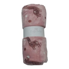   Soffi Baby takaró plüss dupla púderszínû zsiráf 75x100cm