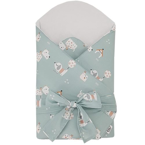 EKO Bebújós takaró pamutból kókusz kivehető betéttel és masnival Dogs Mint 75x75 cm