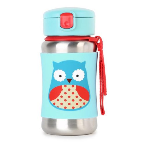 SKIP HOP Zoo palack rozsdamentes acélból készült szívószállal Bagoly 12m+