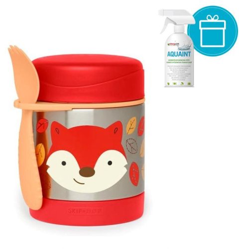 SKIP HOP Zoo Hőtartó ételtermosz kanállal / villával Róka 325ml, 12m+ + Aquaint 500 ml