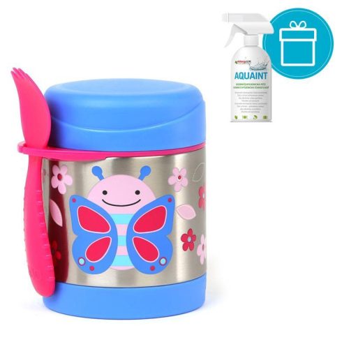 SKIP HOP Zoo Hőtartó ételtermosz kanállal / villával Pillangó 325ml, 12m+ + Aquaint 500 ml