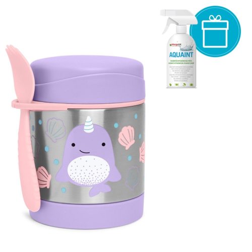 SKIP HOP Zoo Hőtartó ételtermosz kanállal / villával Narvál 325ml, 12m+ + Aquaint 500 ml