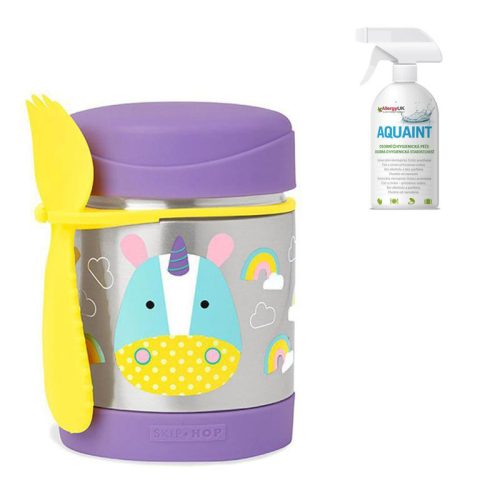 SKIP HOP Zoo Hőtartó ételtermosz kanállal / villával Narvál 325ml, 12m+ + Aquaint 500 ml