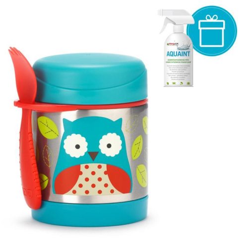 SKIP HOP Zoo Hőtartó ételtermosz kanállal / villával Bagoly 325ml, 12m+ + Aquaint 500 ml