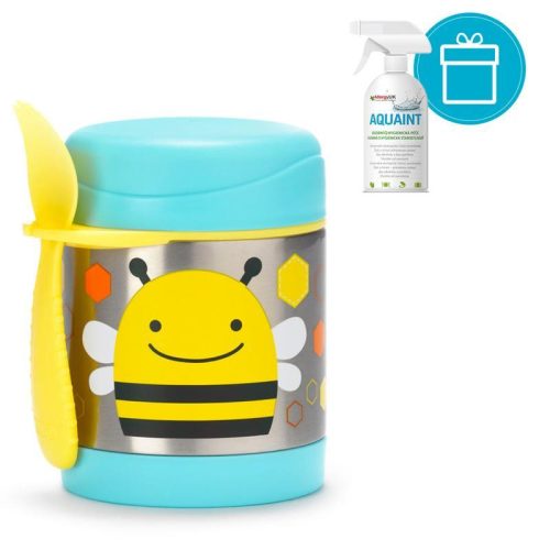 SKIP HOP Zoo Hőtartó ételtermosz kanállal / villával Méhecske 325ml, 12m+ + Aquaint 500 ml