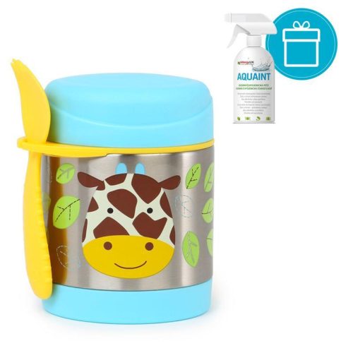 SKIP HOP Zoo Hőtartó ételtermosz kanállal / villával Zsiráf 325ml, 12m+ + Aquaint 500 ml