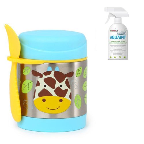 SKIP HOP Zoo Hőtartó ételtermosz kanállal / villával Zsiráf 325ml, 12m+ + Aquaint 500 ml