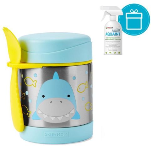 SKIP HOP Zoo Hőtartó ételtermosz kanállal / villával Cápa 325ml, 12m+ + Aquaint 500 ml