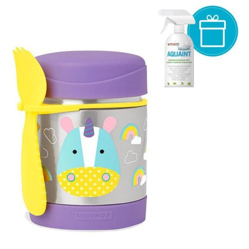 SKIP HOP Zoo Hőtartó ételtermosz kanállal / villával Unikornis 325ml, 12m+ + Aquaint 500 ml