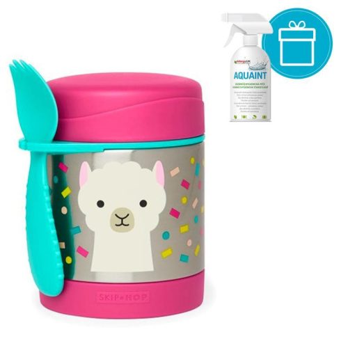 SKIP HOP Zoo Hőtartó ételtermosz kanállal / villával Láma 325ml, 12m+ + Aquaint 500 ml