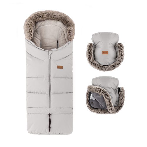 PETITE&MARS Téli szett Arctic 4in1 bundazsák +kézmelegítő kesztyű babakocsira Furry Champagne Shower