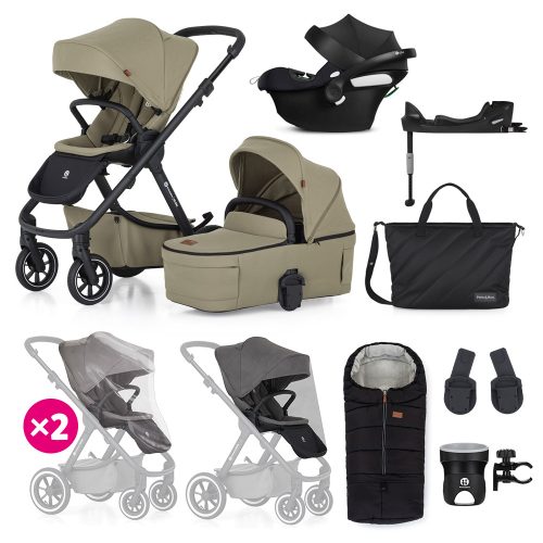 PETITE&MARS KÉSZLET Babakocsi 4v1 ICON Mossy Green XXL RWS + CYBEX Aton B2 i-Size